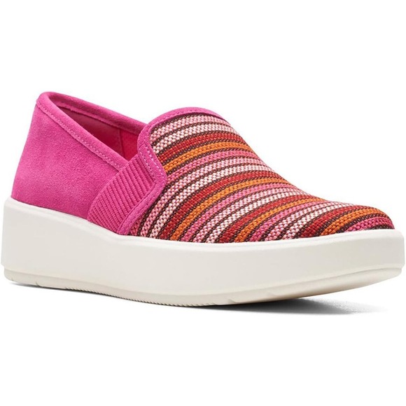 Clarks Collection Double Gore Slip-Ons Layton Petal Fuchsia women's - Picture 2 of 3